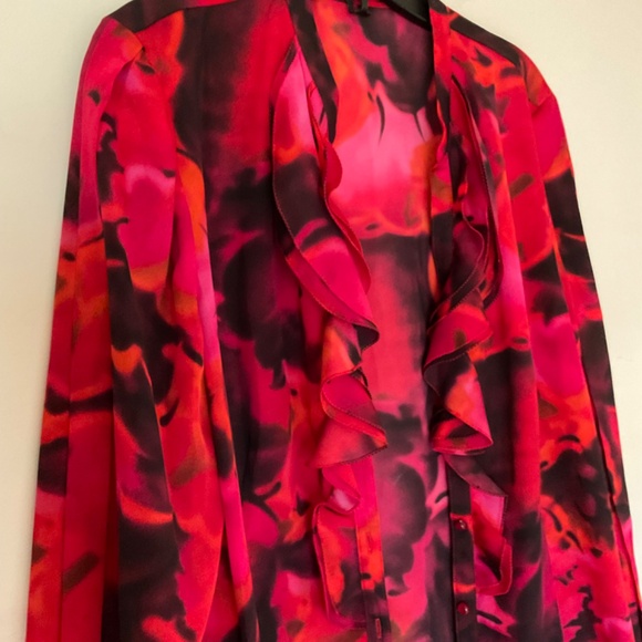 Beautiful Anne Klein Pink Red Floral Blouse - Picture 6 of 8